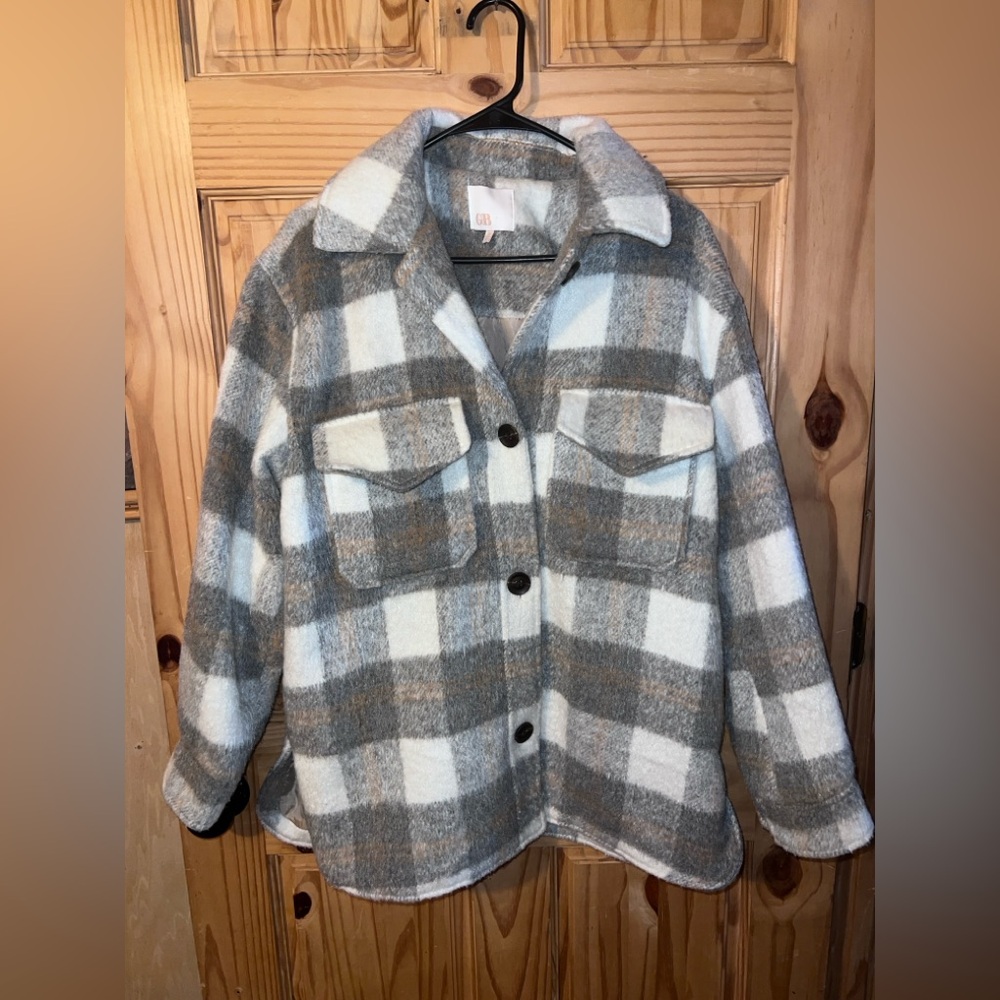 Very Nice Gb Coat Flannel-Soft-Size Med. Grey/Brown